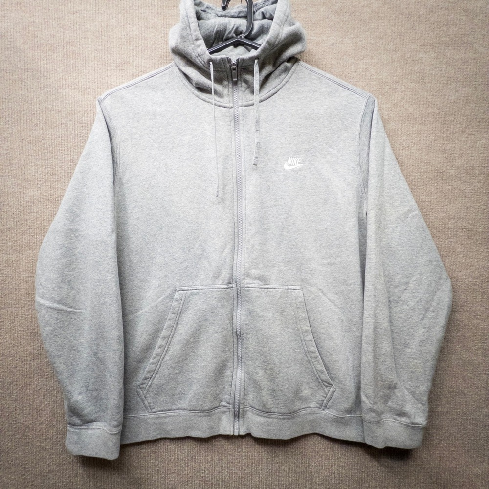 Nike Sportswear Club Fleece Full-Zip Hoodie Mens XXL Grey 804389-063